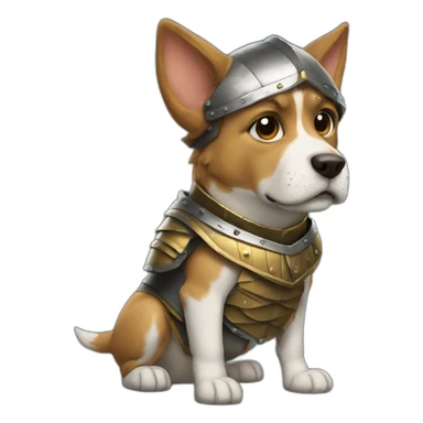 dog with armor  sticker