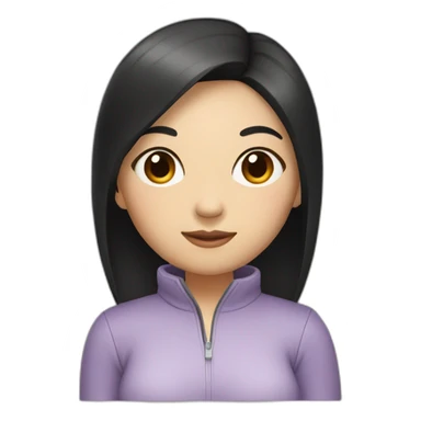 Asian woman with black hair and with whole body sticker