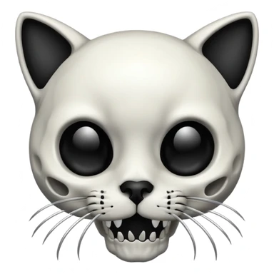 Cute Cat skull black silver  sticker