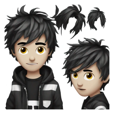 Emo guy messy hair dark eyeliner sticker