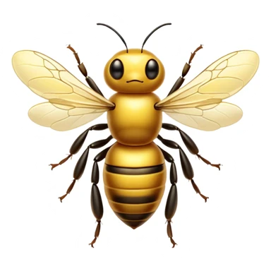 Cinematic Noble Bee Portrait Emoji, Poised and industrious, with a compact, fuzzy body in golden-yellow hues, delicate translucent wings, and a focused, determined expression with sparkling eyes, Simplified yet sharp and sophisticated features, highly detailed, glowing with a soft, sunny radiance, high shine, intelligent and diligent, stylized with an air of natural elegance, focused and alert, soft glowing outline, capturing the essence of a watchful bee that appears ready to buzz out of the screen with effortless authority! sticker