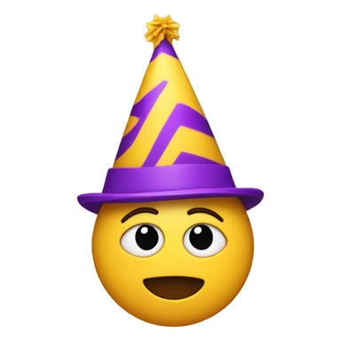 yellow head with a purple party hat sticker