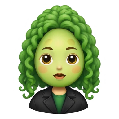 avocado with curly hair and black jacket sticker