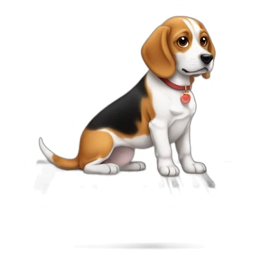 chien beagle assis a coté d'un piano sticker