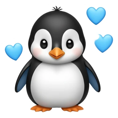 loving cute penguin whit blue hearts around him sticker