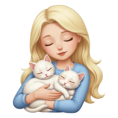 White kitty sleeping on blonde white girl's lap sticker