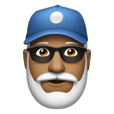 50 year old man with moustash and beard, baseball cap and sunglasses sticker