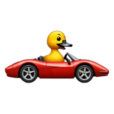 Duck driving a ferrari sticker