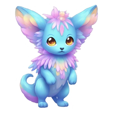 Shiny Shy Cool Colorful Pastel beautiful fantasy Kawaii Ethereal Sona Fakemon-animal Full Body sticker
