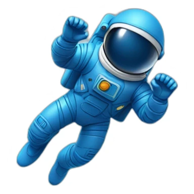blue spaceman in a blue suit flying sticker