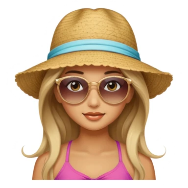 pretty girl with long hair and highlights makeup 🐬 at the beach. 🏝️ sticker