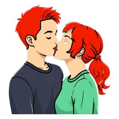 Girl with red hair kissing her boyfriend sticker