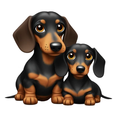 Two mini dachshund of different sizes and colours in love  sticker