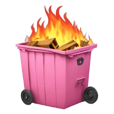 Pink dumpster fire; more flames sticker