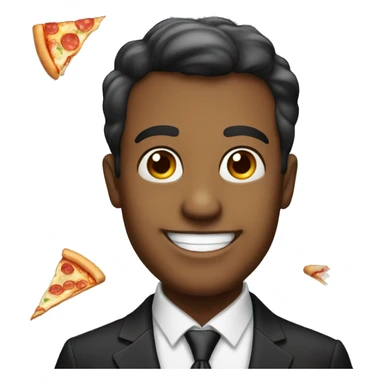 smiling man in formal wear eating pizza sticker