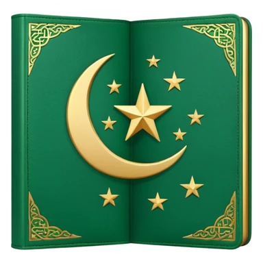 Closed Quran with the Islamic Symbol on it (moon and star) green from left to right sticker