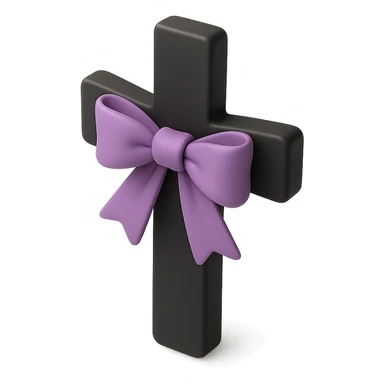 Purple bow with cross sticker