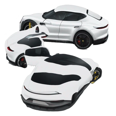 White porshe taycan from the back and side view sticker