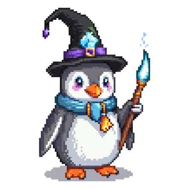 penguin wizard casting a frost spell sticker