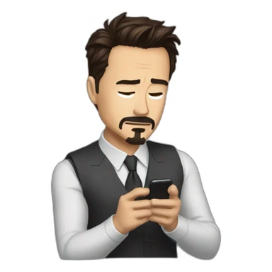 Tony stark tying on his phone sticker