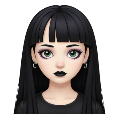 Faça uma moça de cabelo preto e micro franja pálida e com maquiagem gótica sticker