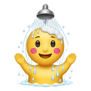 yellow emoji character taking a shower sticker