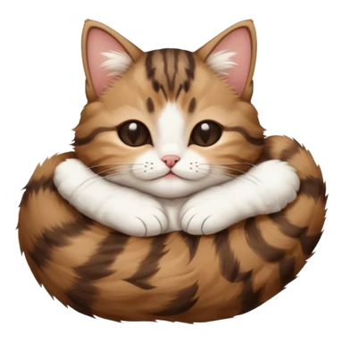 dark brown tabby and white small cat in funny positions upside down with eyes closed sticker