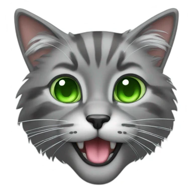 grey-hairy-cat-with-green-eyes-tongue-out sticker