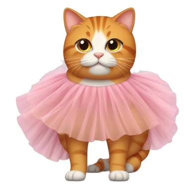 Fat orange tabby cat wearing a tutu sticker