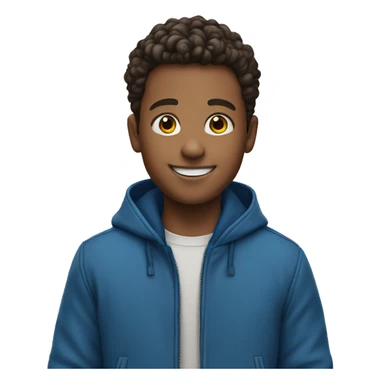 smiling boy in blue jacket sticker