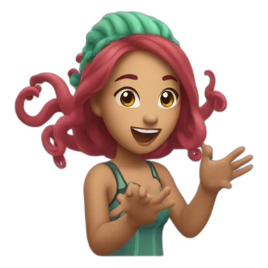 cute kraken girl cheering sticker