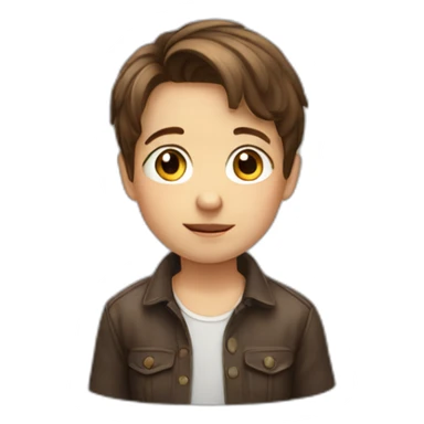 little boy child with brown hair sticker