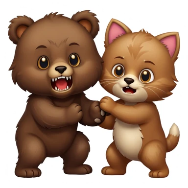 Two kittens that are being chased by and angry bear  sticker