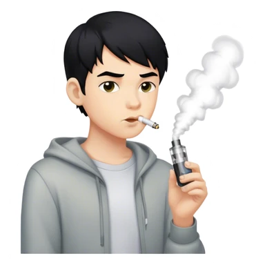 boy with black hair vaping sticker