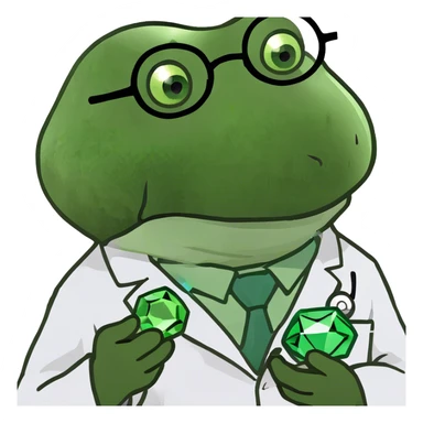 bufo doctor holding a green gem, zoomed out sticker
