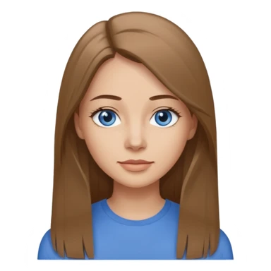 a woman, 30 years old, light skin with medium brown straight hair, long hair. blue eyes. No eyeglasses. Gray top. sticker