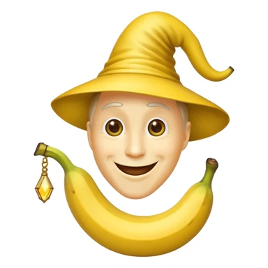 generate an image of a banana wizard (closed mouth) sticker