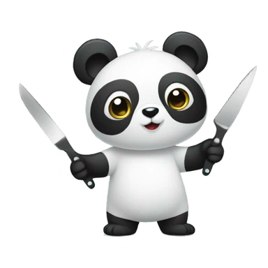 A panda holding two scissors sticker