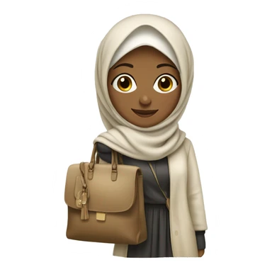 A stylish girl in a hijab with her bag (her outfit is cream-colored) sticker