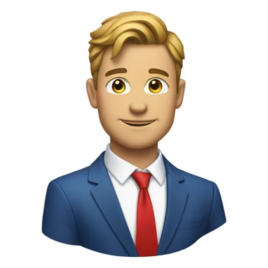 man in blue suit, white shirt and red tie sticker