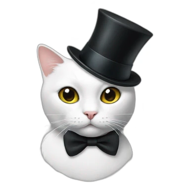 White and black cat with a top hat sticker