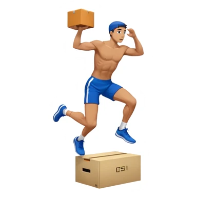 man in blue shorts box-jump exercise side-view sticker