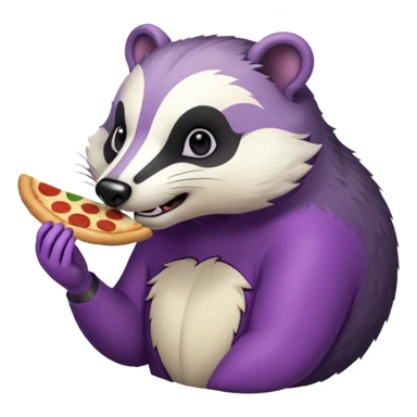 badger eating pizza purple and white sticker