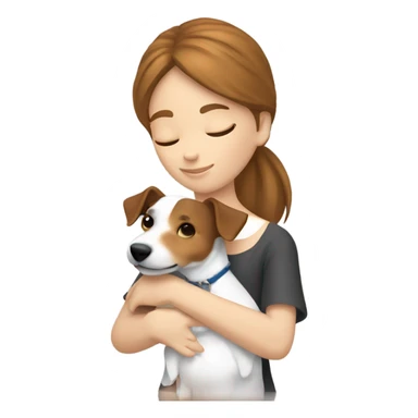 whit brown haired girl hugging jack russell terrier sticker