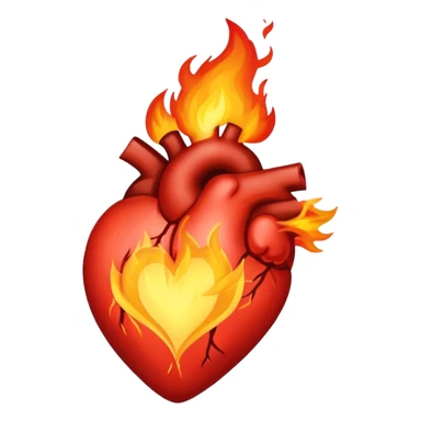 Corazón con fuego  sticker