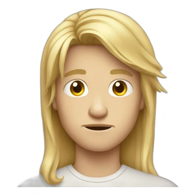 Frowning teen-ager boy with long blond hair sticker