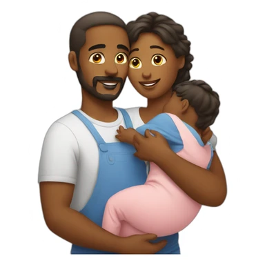 a mom and dad cuddling with a baby sticker