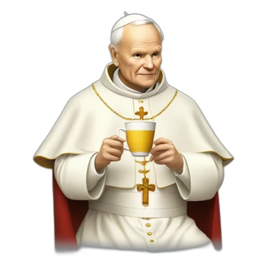 yellowskin pope John Paul II drinking cofee sticker