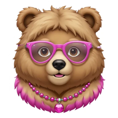 bear with pink glasses necklace and earings sticker