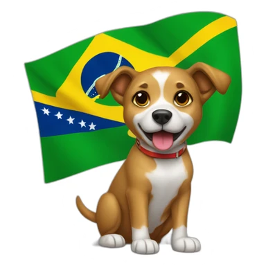 Stray-caramel-dog-holding-brazilian-flag sticker